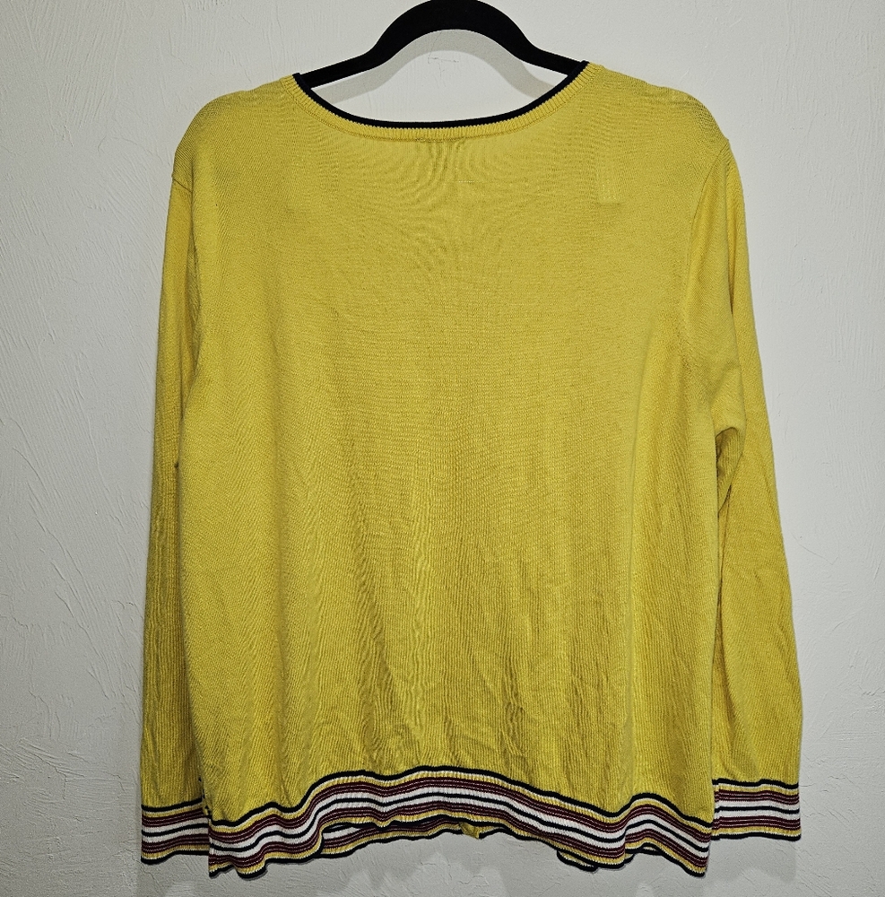 Talbots Women's Size 1X Yellow Geo Print Patterned Charming Cardigan Layering - Picture 10 of 14
